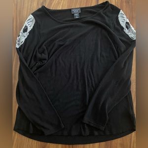 Midnight Hour Lace Skull Appliqué Sweater